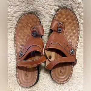 Men's Brown Leather Toe-Post Sandals - Casual Comfort